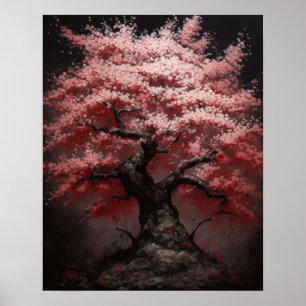 Japanese Sakura Cherry Tree Art Print Poster