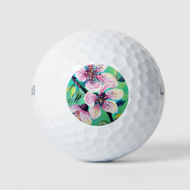 Japanese Sakura Cherry Tree Flowers Golf Balls (Front)