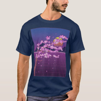 Japanese Sakura Flower Sunset Vaporwave Cherry Blo T-Shirt