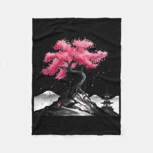 Japanese Sakura Garden Japan Mount Fuji Cherry Blo Fleece Blanket