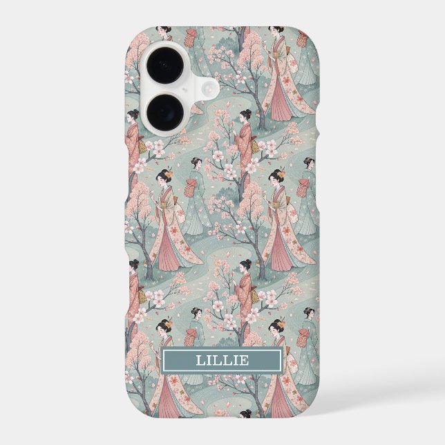 Japanese Sakura Geisha Pattern Monogrammed (Back)