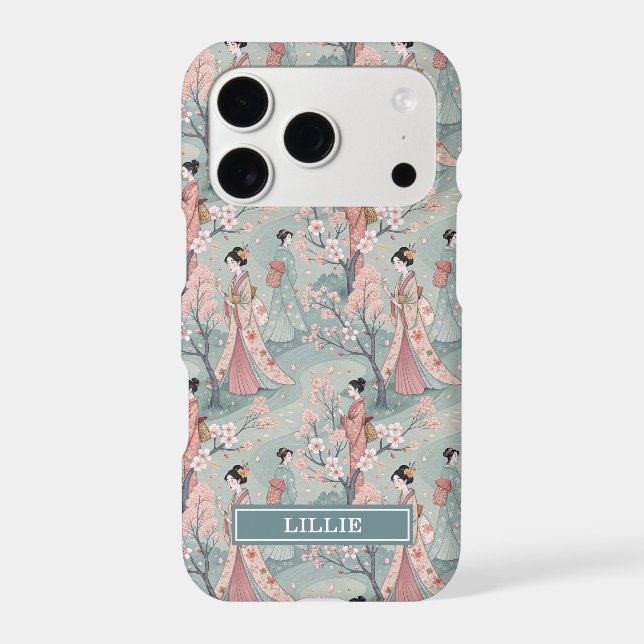 Japanese Sakura Geisha Pattern Monogrammed Case- (Back)