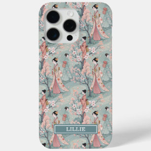 Japanese Sakura Geisha Pattern Monogrammed Case- iPhone 15 Pro Max Case