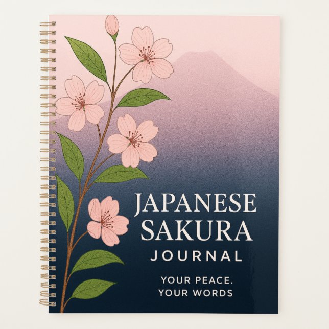 Japanese Sakura Journal: Nature-Inspired Notebook  Planner (Front)