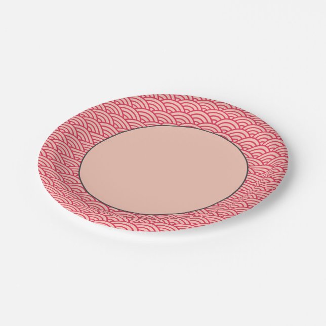 Japanese Sakura Koinobori Fish Scale Pattern Paper Paper Plate (Angled)