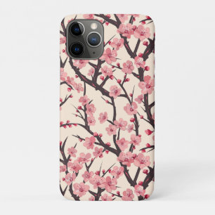 Japanese Sakura Pink Blossom Dark Branch Cream iPhone 11 Pro Case