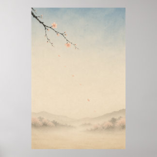 Japanese Sakura River Japandi Wall Art Poster