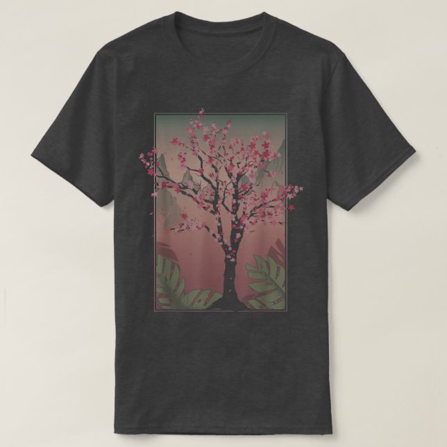 Japanese Sakura Tree Japan Pink Flower Floral Cher T-Shirt (Design Front)
