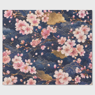 Japanese Sakura Watercolor Pattern | Elegant Cherr Wrapping Paper