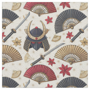Japanese Samurai Armour & Katana Design Pattern Ar Fabric