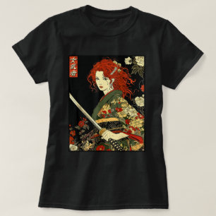 Japanese Samurai Art Irish Woman With Katana Sword T-Shirt