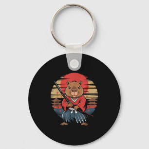 Japanese Samurai Capybara  Key Ring