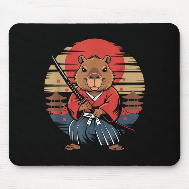 Japanese Samurai Capybara  Mouse Pad (Front)