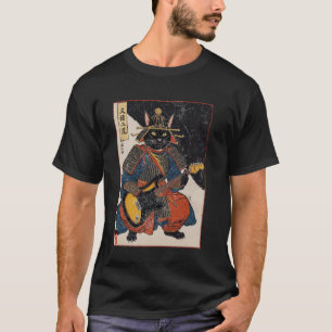 Japanese Samurai Cat Playing Electric Guitar Ukiyo T-Shirt
