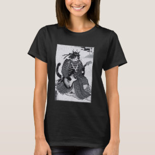 Japanese Samurai Cat Playing Electric Guitar Ukiyo T-Shirt