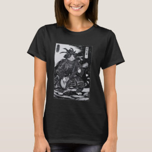 Japanese Samurai Cat Playing Electric Guitar Ukiyo T-Shirt