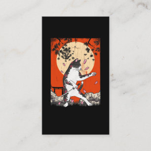 Japanese Samurai Cat Swordsman Kitten Business Card