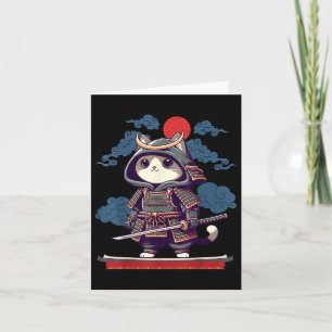 Japanese Samurai Cat Tattoo Kawaii Ninja Cat Anime Card