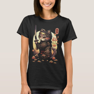Japanese Samurai Cat Tattoo, Kawaii Ninja Cat T-Shirt
