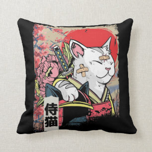 Japanese Samurai Cat Warrior Japan Ninja Kitten Cushion