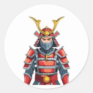 Japanese samurai classic round sticker