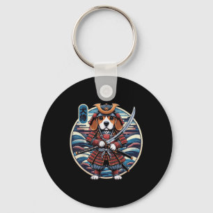 Japanese Samurai Dog Tattoo, Beagle Kawaii Ninja _ Key Ring