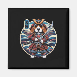 Japanese Samurai Dog Tattoo, Beagle Kawaii Ninja _ Magnet