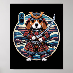 Japanese Samurai Dog Tattoo, Beagle Kawaii Ninja _ Poster