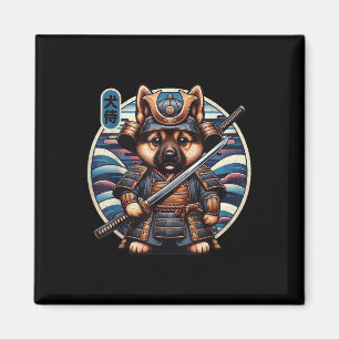 Japanese Samurai Dog Tattoo, German Shepherd Kawai Magnet