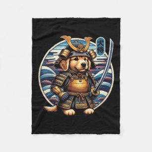 Japanese Samurai Dog Tattoo, Golden Retriever Kawa Fleece Blanket