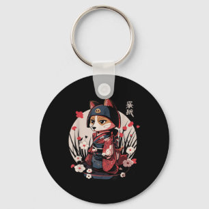 Japanese Samurai Dog Tattoo Kawaii Ninja Dog  Key Ring