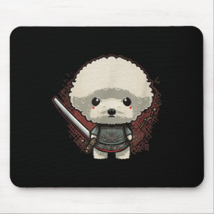 Japanese Samurai Dog Tattoo, Vintage Kawaii Ninja  Mouse Pad