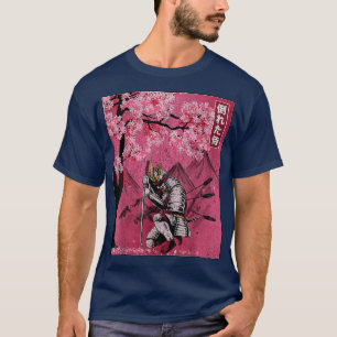 Japanese Samurai Fallen Warrior Cherry Blossom Vin T-Shirt