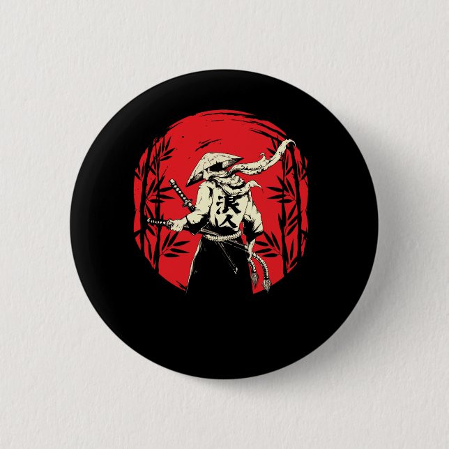 Japanese Samurai Fighter Warrior Japan Swordsmen 6 Cm Round Badge (Front)