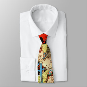 Japanese Samurai fighting monkey Tie