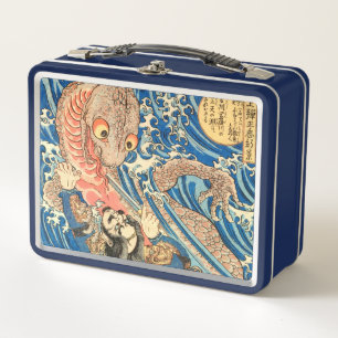 JAPANESE SAMURAI FIGHTING MONSTER METAL LUNCH BOX