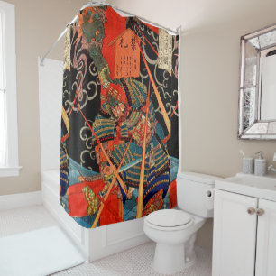 Japanese Samurai fighting monster Shower Curtain