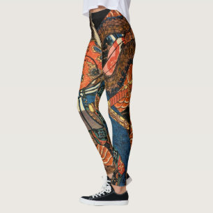 Japanese Samurai fighting python Leggings