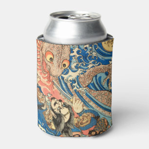 Japanese Samurai fighting salamander Can Cooler