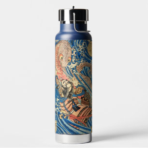 Japanese Samurai fighting salamander Water Bottle