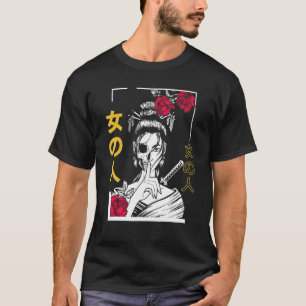 Japanese Samurai Floral Warrior Geisha Woman Tokyo T-Shirt
