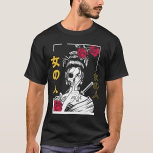 Japanese Samurai Floral Warrior Geisha Woman Tokyo T-Shirt