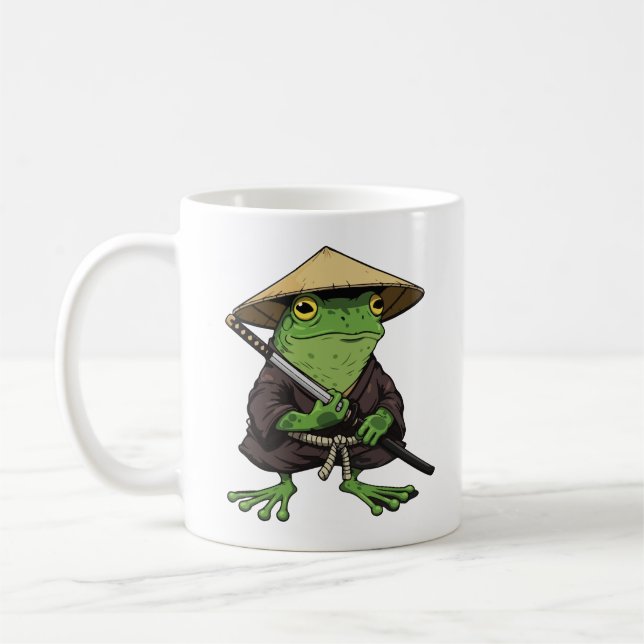 Japanese samurai frog coffee mug (Left)
