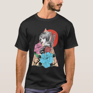 Japanese Samurai Geisha Vintage Sakura Cherry Blos T-Shirt