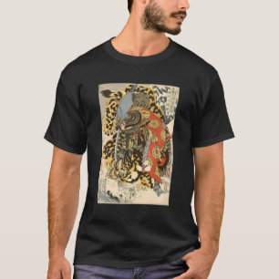 Japanese Samurai General Fighting Tiger Artwork T-Shirt