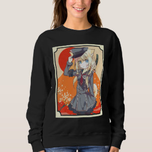 Japanese Samurai Girl Policewoman Cat Ears Katana  Sweatshirt