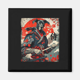 Japanese Samurai Great Dane Tattoo Kawaii Ukiyo-e  Magnet