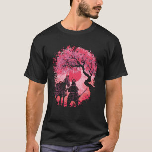 Japanese Samurai Horse and Red Moon Apparel and M T-Shirt