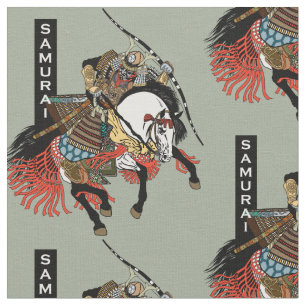 Japanese samurai horseman fabric