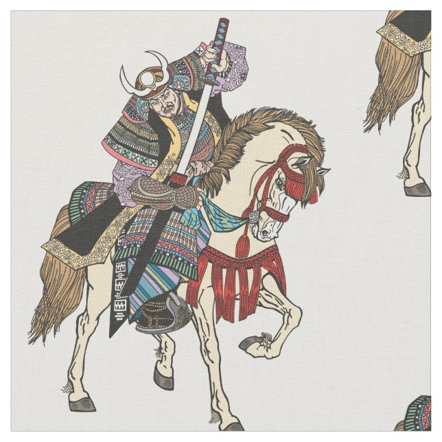 Japanese samurai horseman fabric (Close Up)